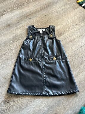 Derek Heart Black Faux Leather Dress Overalls
